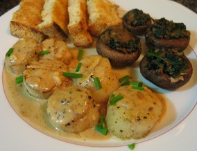Scallops with whiskey sauce